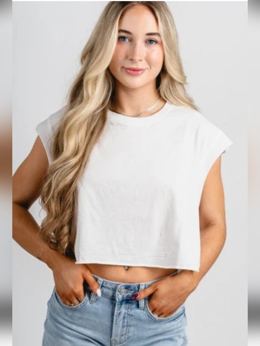 Zara Boxy Cotton Cut Off Sleeves Cropped Sweatshirt Raw Hem Top Size S